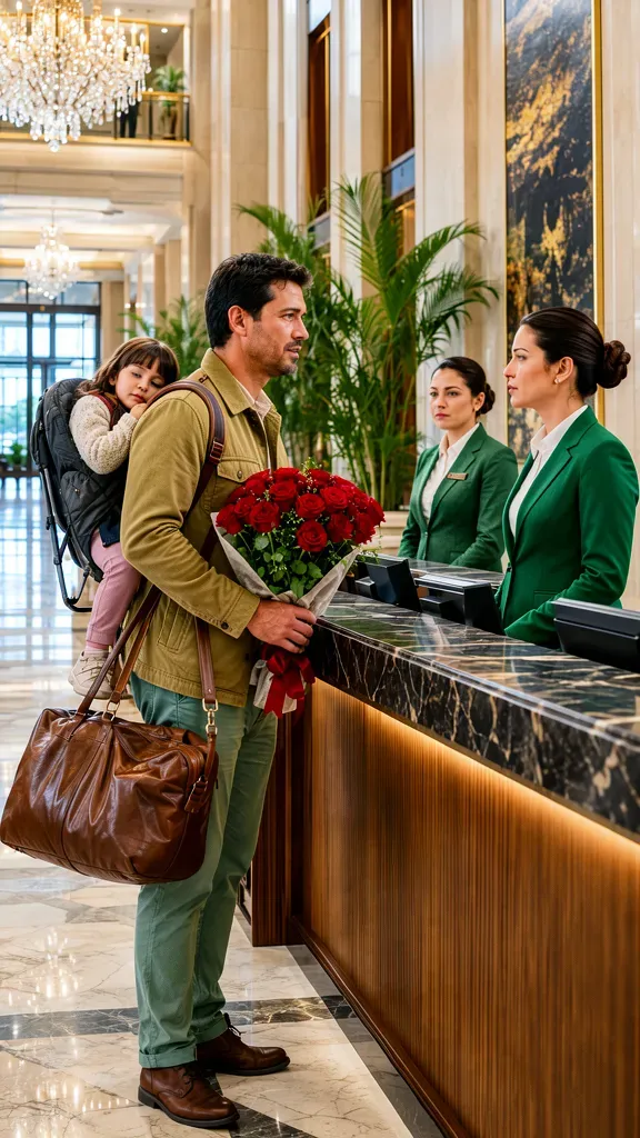 Ojciec zaskoczony w luksusowym hotelu