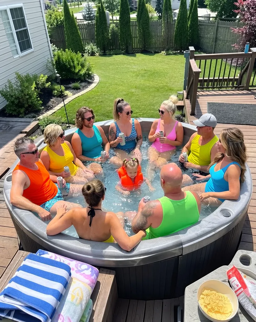 Sąsiedzi korzystający z jacuzzi spiskują
